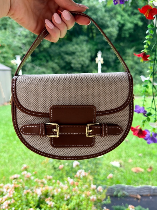 No brend Handbags - Brown & Cream Saddle Crossbody Bag with Top Handle